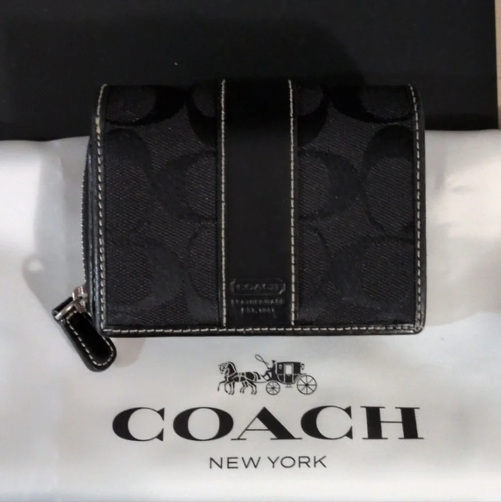 Y2K Coach Hobo In Black Signature Jacquard and Wallet SET Rare Vintage Coach Bag - Picture 9 of 13